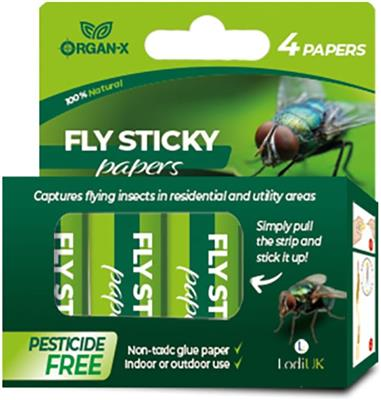 Organ-X Fly Sticky Papers Pack of 4