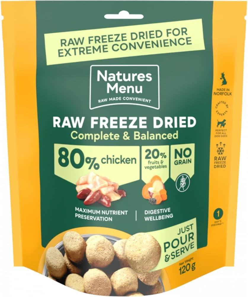 Natures Menu Raw Freeze Dried Dog Food Complete & Balanced 80/20 Chicken 120g