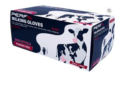Perf Nitrile Powder Free Milking Gloves Black (Small Box 100)