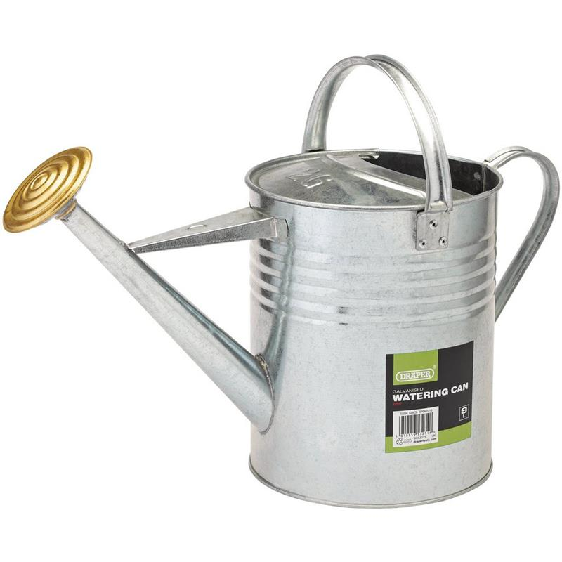 Draper 9 litre Galvanised Watering Can & Rose