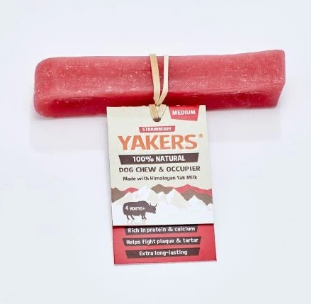Yakers 100% Natural Yak Milk Chew - Medium Strawberry