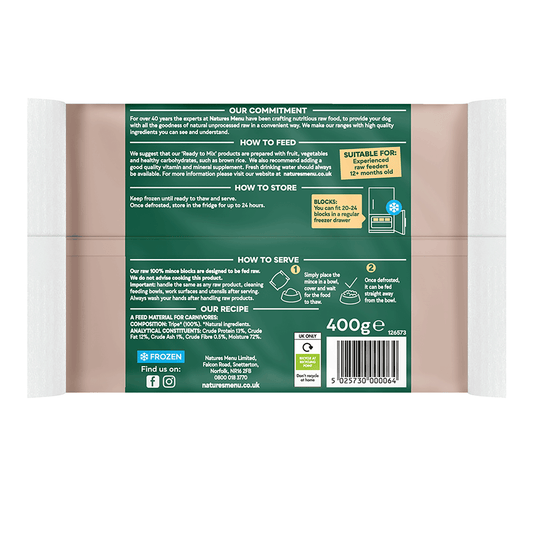 Natures Menu 100% Tripe Block 400g