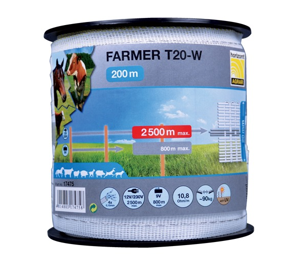 Horizont 20mm Farmer Tape 200m White