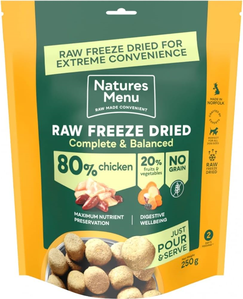 Natures Menu Raw Freeze Dried Dog Food Complete & Balanced 80/20 Chicken 250g