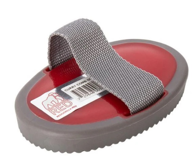 Red Gorilla Rubber Curry Comb Red/Grey