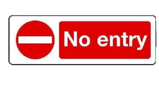 Sign ‘No Entry’ 120 x 360mm