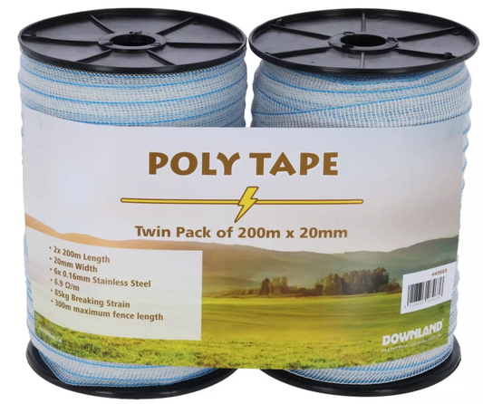Downland Twin Pack Electric White Fence Tape