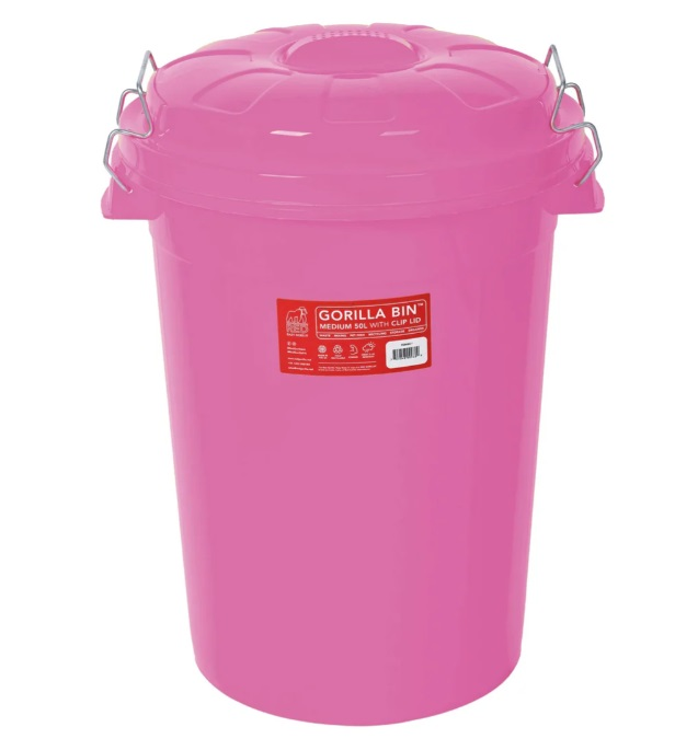 Red Gorilla Bin 50L Pink