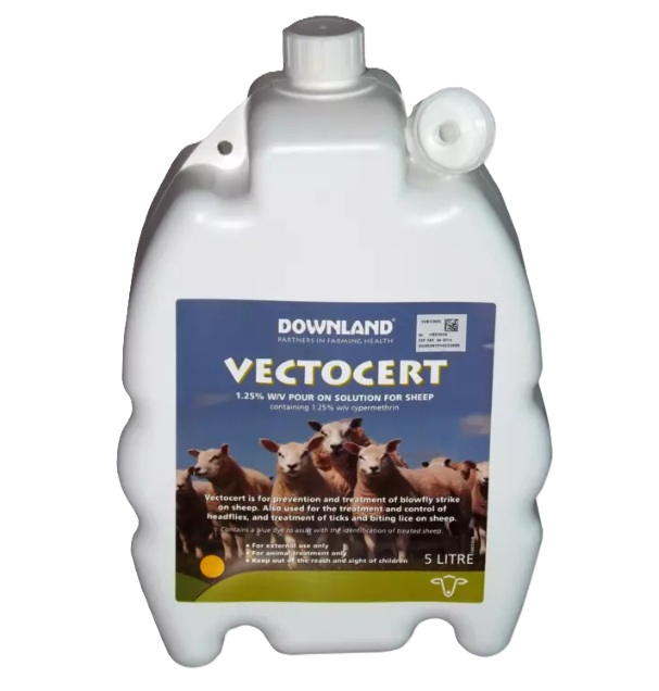 Downland Vectocert 1.25% W/V Pour On Solution for Sheep 5 Litres