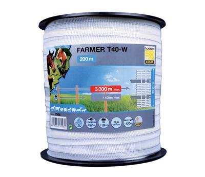 Horizont Farmer Tape Width 40mm Length 200m White