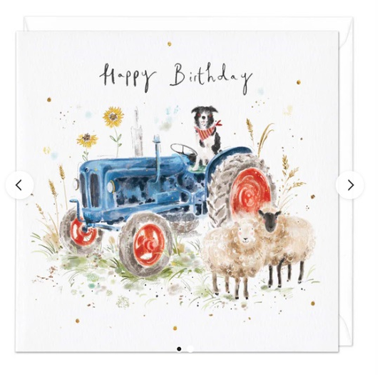 Whistlefish Sheepdog Tractor Birthday Card