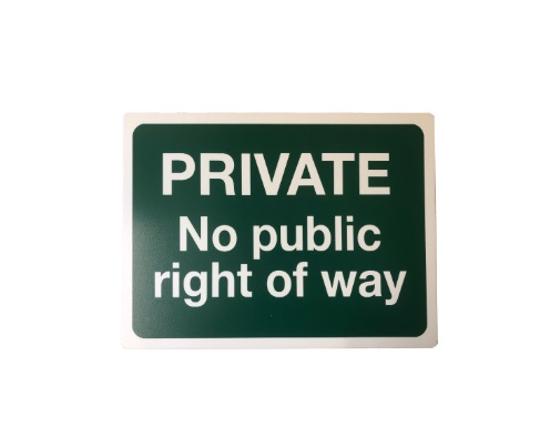 Sign Private No Public Right of Way 300x400mm