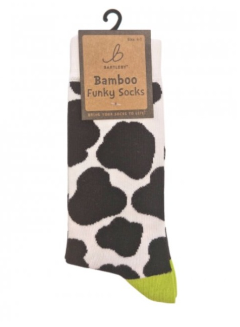 Bamboo Funky Socks Cow Print (4-7)