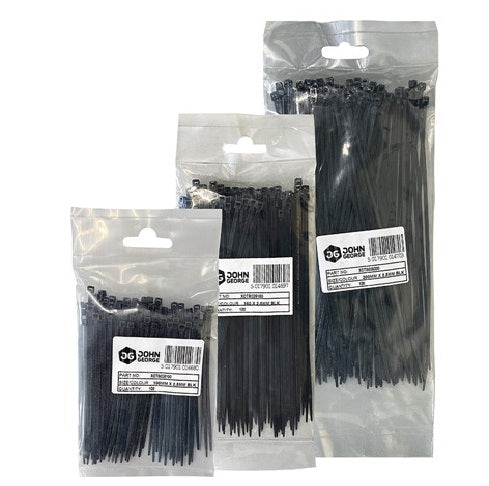 John George Black Cable Ties 4.8mm x 430mm 100 pack