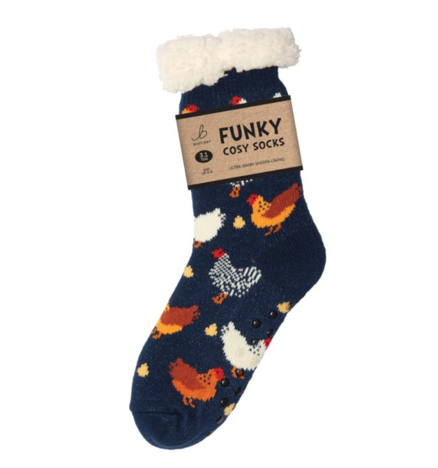 Funky Cosy Socks Chickens (4-8)