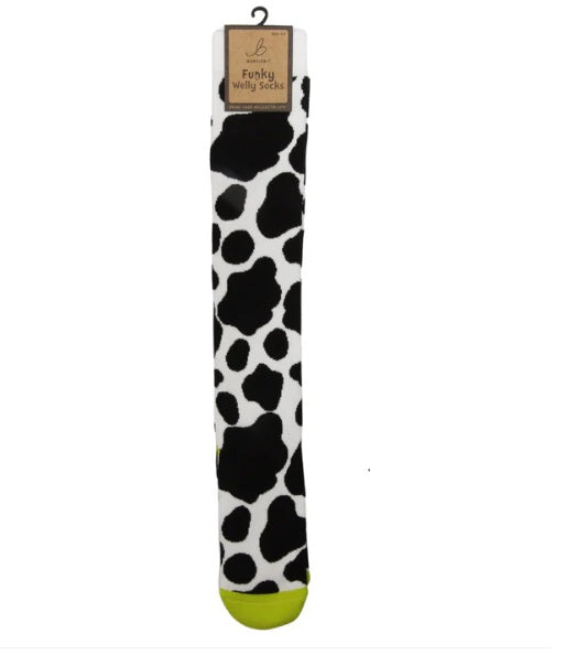 Funky Welly Socks Cow Print