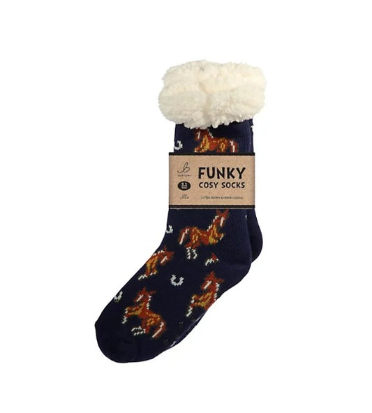 Funky Cosy Socks Horses 6-11